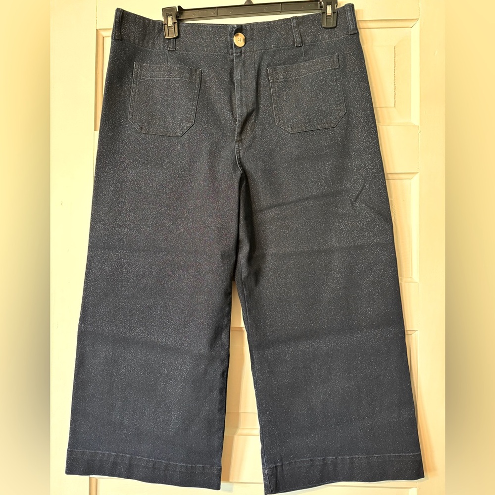 Maeve -  High Rise Cropped Wide Leg, Sparkle Edition Jeans (dark wash)